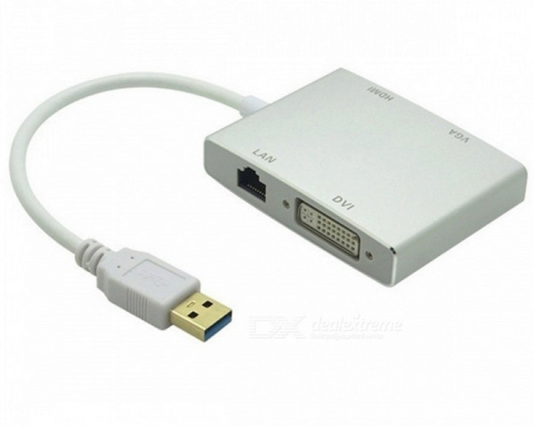 FAST ASIA Adapter-konvertor USB 3.0 na HDMI+VGA+DVI+RJ45 IT KOMPONENTE I PERIFERIJA