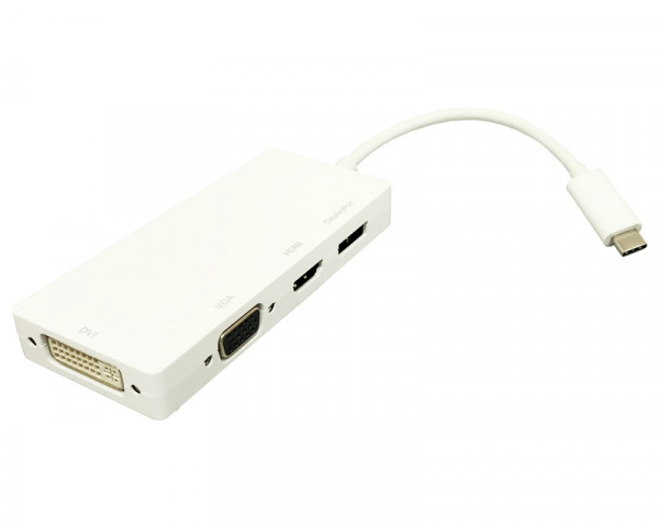 E-GREEN Adapter USB 3.1 tip C (M) - Display Port + HDMI + VGA + DVI (F) beli IT KOMPONENTE I PERIFERIJA