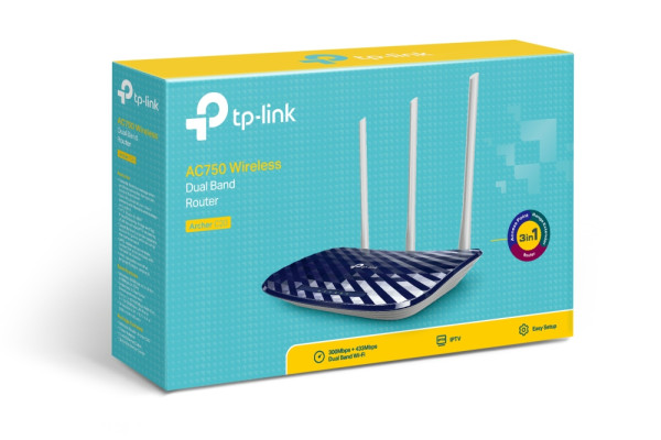 TP-LINK Wi-Fi Ruter AC750 Dual Band 300Mbps433Mbps (2.4GHz5GHz) 802.11ac, 1xWAN, 4xLAN, 3x ant' ( 'ARCHER C20' )  IT KOMPONENTE I PERIFERIJA