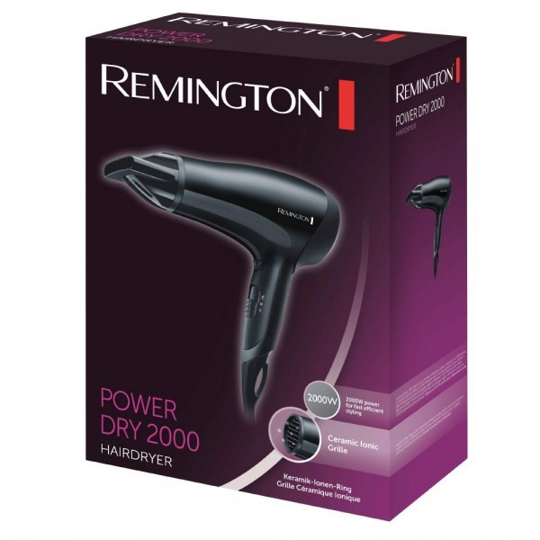 REMINGTON Fen za kosu Power Dry 2000 D3010 Standardni, Crna, dve brzine KUĆNI APARATI