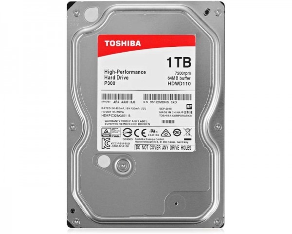 TOSHIBA 1TB 3.5'' SATA III 64MB 7.200rpm HDWD110UZSVA P300 series bulk IT KOMPONENTE I PERIFERIJA