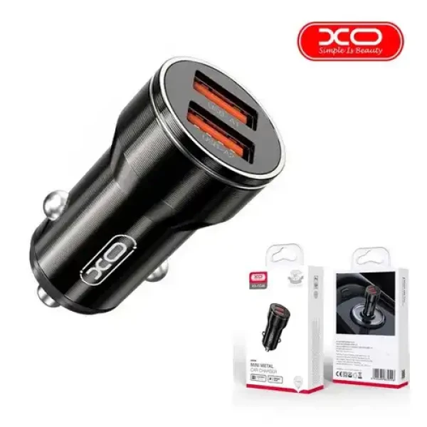 XO Auto punjač metalni CC48 2.4A 2*USB crni MOBILNI TELEFONI I TABLETI