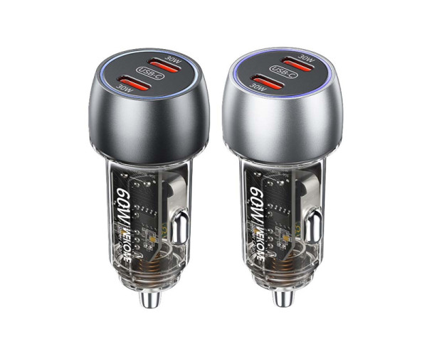 WEKOME WP-C54 Punjač za Auto sa 2-porta 3.1 tip C 60W, sivi  Logik grupe