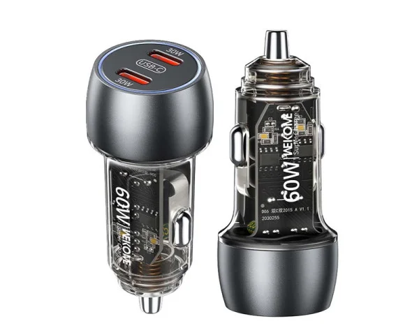 WEKOME WP-C54 Punjač za Auto sa 2-porta 3.1 tip C 60W, crni  MOBILNI TELEFONI I TABLETI