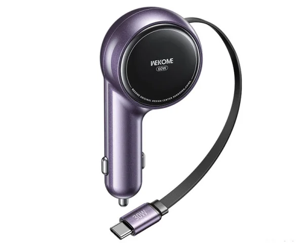 WEKOME WP-C50 Punjač za Auto sa flat Kablom na uvlčenje 3.1 tip C 60W, ljubicasti  MOBILNI TELEFONI I TABLETI
