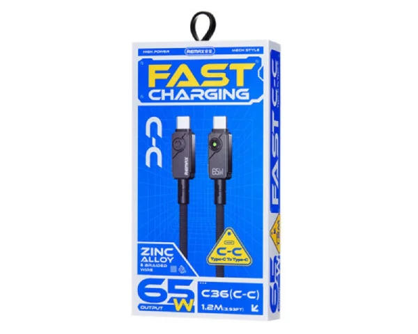 REMAX Kabl Swift Fast charging braided data cable 1.2M C36 65W(C-C) crni  IT KOMPONENTE I PERIFERIJA