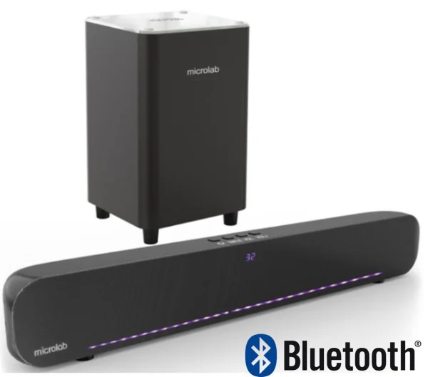 Microlab ROCKBAR500 Soundbar + Subwoofer LED 60W, Bluetooth, Aux, Optical TV, AUDIO,VIDEO