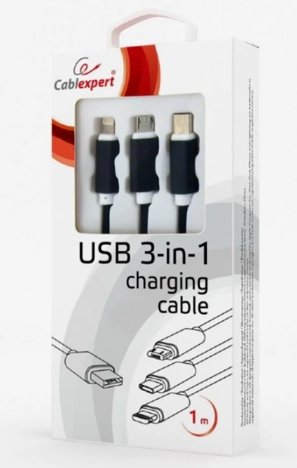 Gembird CC-USB2-AM31-1M USB 3-u-1 kabl za punjenje 8-pin, Type-C, microUSB, crni, 1m IT KOMPONENTE I PERIFERIJA