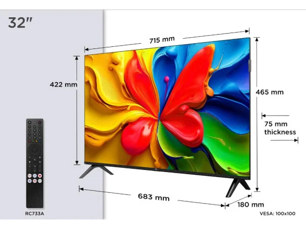 TCL Televizor 32S4K QLED 32'' HD 60Hz Google crna TV, AUDIO,VIDEO