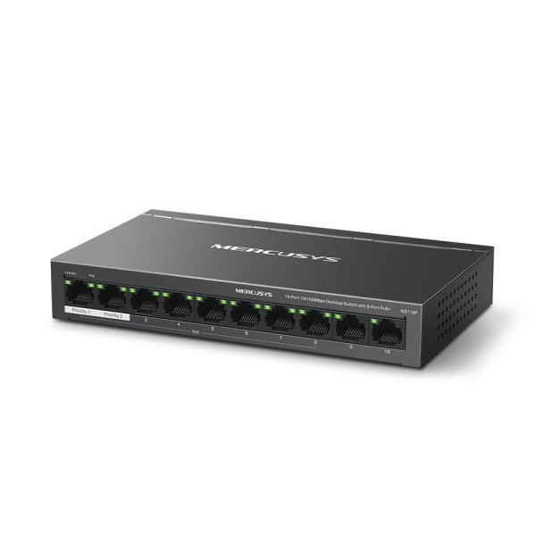 MERCUSYS MS110P(UN) 0-Port 10100Mbps Desktop Switch with 8-Port PoE+  IT KOMPONENTE I PERIFERIJA