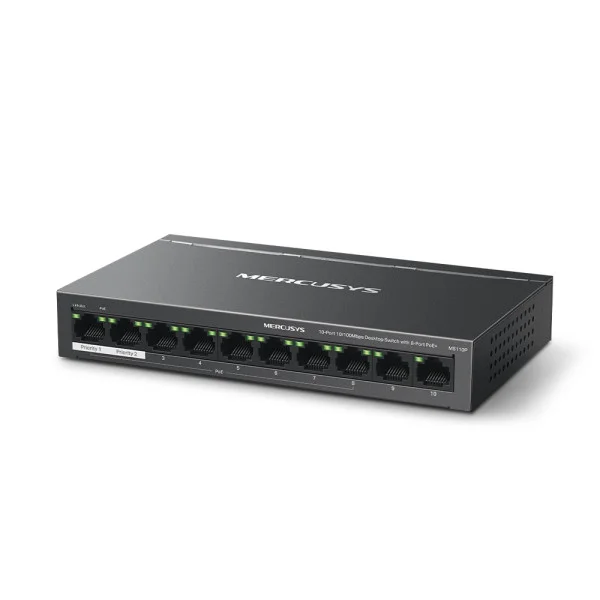 MERCUSYS MS110P(UN) 0-Port 10100Mbps Desktop Switch with 8-Port PoE+  IT KOMPONENTE I PERIFERIJA