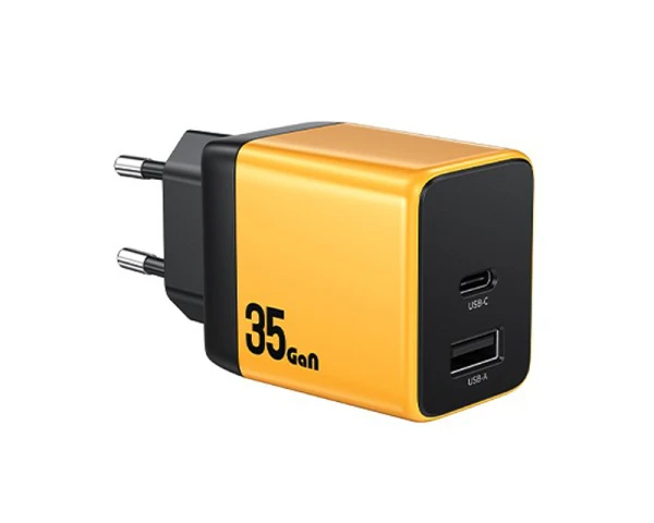 WEKOME WP-U36 Superbrzi Strujni GaN punjač, 2-porta USB (3.0 i 3.1 tip C) 35W, žuti  MOBILNI TELEFONI I TABLETI