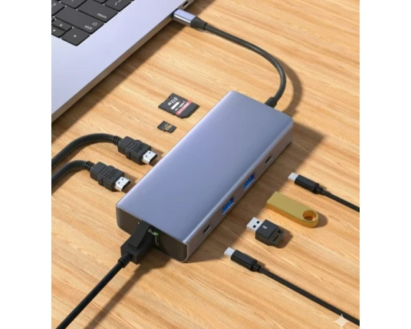 FAST ASIA Adapter TIP-C na 2xHDMI+2xUSB+2xTIP C+SDTF+RJ45  IT KOMPONENTE I PERIFERIJA