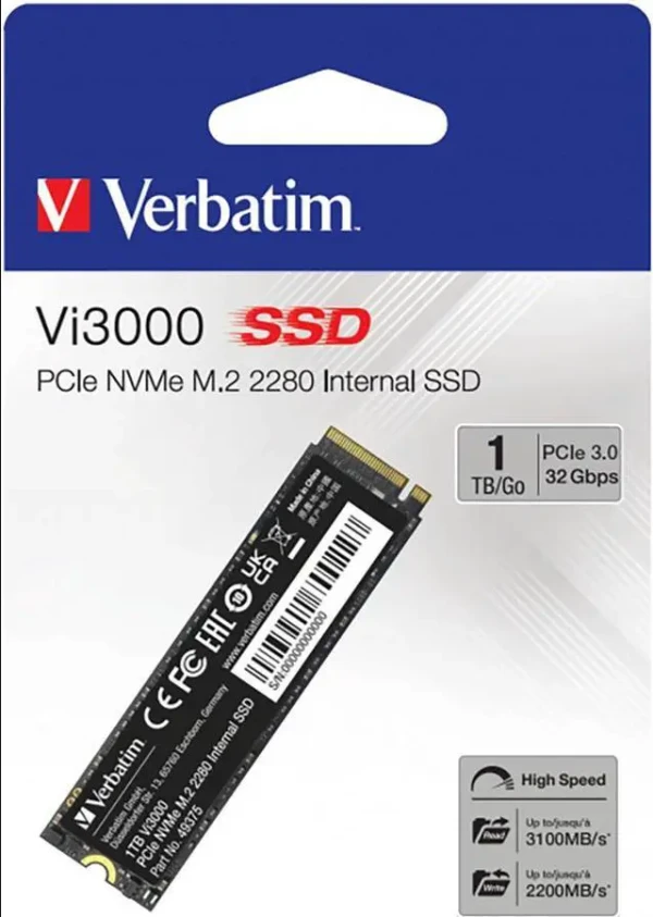Verbatim SSD M.2 NVMe 1TB Vi3000 3100MBs2200MBs IT KOMPONENTE I PERIFERIJA