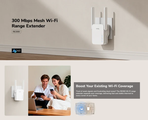 Cudy RE300, N300 Mesh Wi-Fi Range Extender,2.4 GHz Wi-Fi Speed, 300 Mbps IT KOMPONENTE I PERIFERIJA