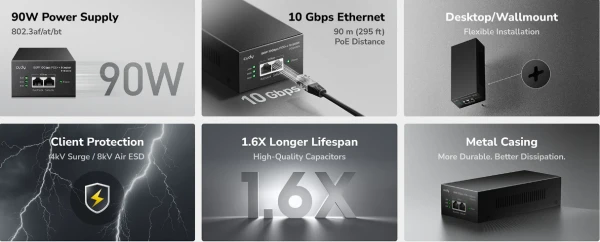 Cudy POE400X, 90W 10 Gbps PoE++ Injector, 10M/100M/1G/2.5G/5G/10G Brzina IT KOMPONENTE I PERIFERIJA