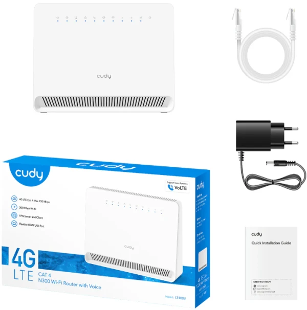 Cudy LT400V N300 Wi-Fi 4G LTE-Cat4 VoLTE Router IT KOMPONENTE I PERIFERIJA