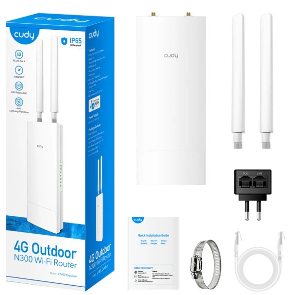 Cudy LT400 Outdoor 4G LTE Cat 4 N300 Wi-Fi Router, Nano SIM Slot, 10/100Mbps WAN/LAN IT KOMPONENTE I PERIFERIJA