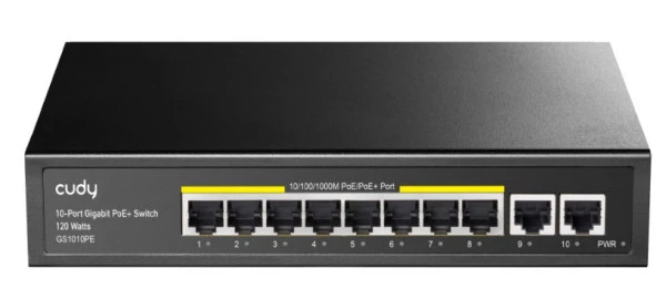 Cudy GS1010PE 8-Port Gbit PoE+ Switch with 2 Gbit Uplink Ports 120W, steel case IT KOMPONENTE I PERIFERIJA