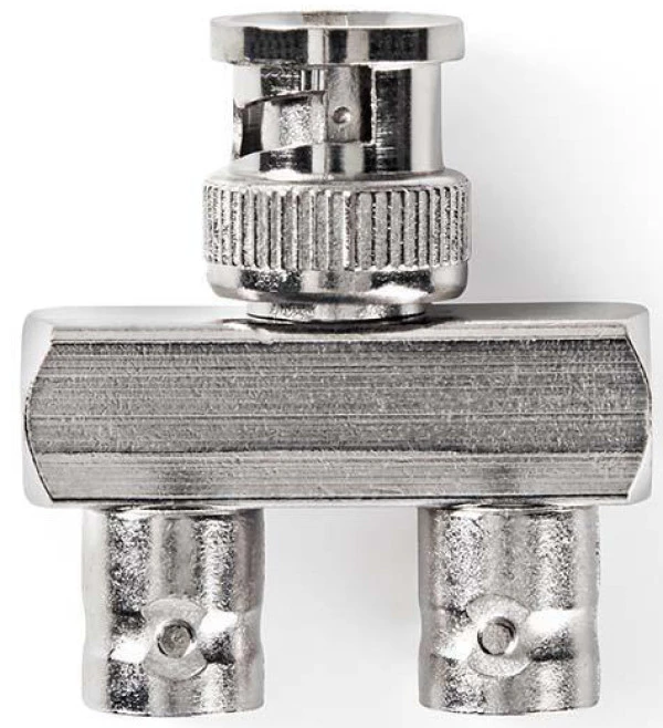 Nedis CVGP01946ME, BNC adapter, BNC muški, 2x BNC ženski, Niklovani, 50 oma, Metal, Srebrno, 1 kom IT KOMPONENTE I PERIFERIJA