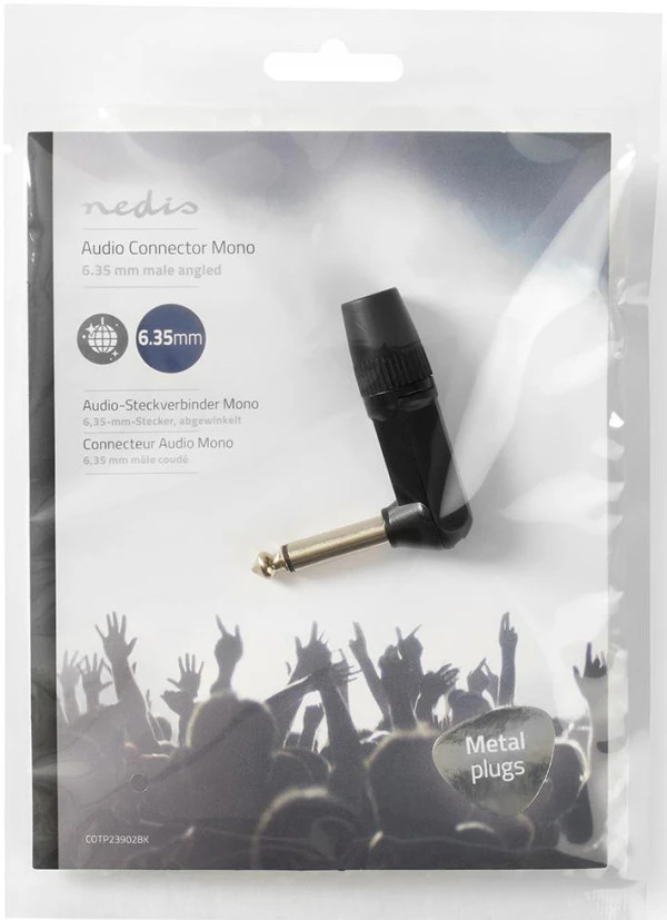Nedis COTP23902BK, Konektor 6,35 mm, Ugaoni, Muški, Niklovani, Preenik kablovskog ulaza: 8,0 mm, Alu,1 kom IT KOMPONENTE I PERIFERIJA