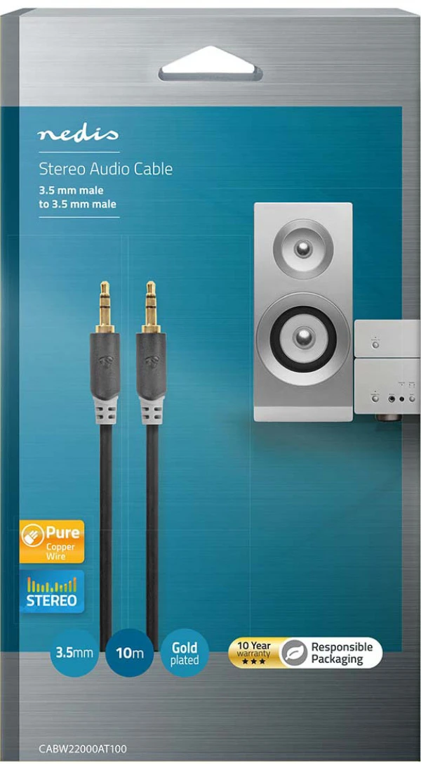 Nedis CABW22000AT100, Stereo audio kabl, 3,5 mm muški, Pozlaceni, 10,0 m, Antracit IT KOMPONENTE I PERIFERIJA