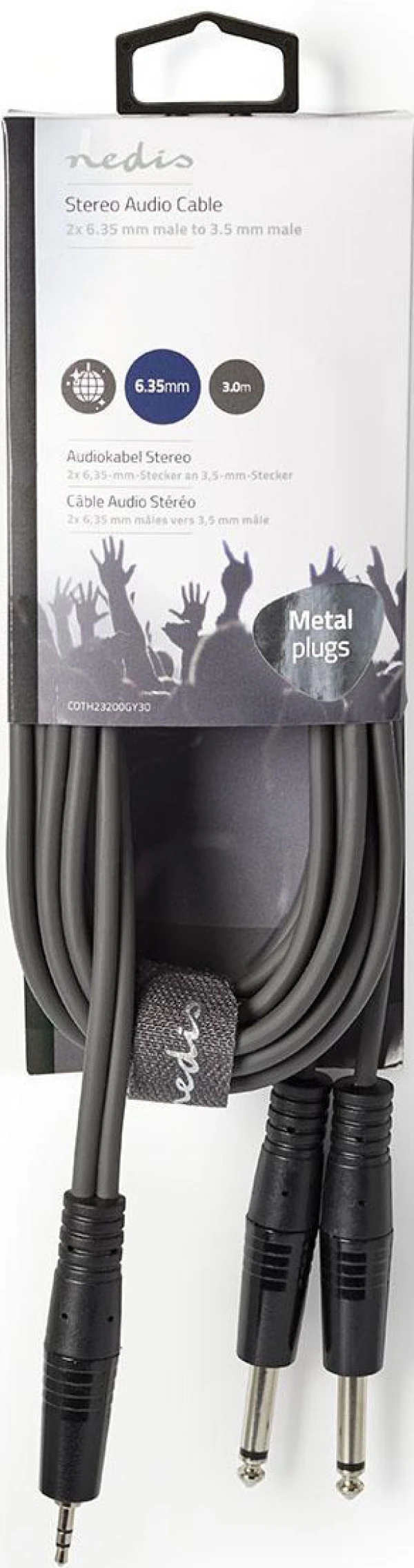 Nedis COTH23200GY30, Stereo audio kabl, 2x 6,35 mm muški, 3,5 mm muški, Niklovani, 3,00 m, Okrugli, sivi IT KOMPONENTE I PERIFERIJA