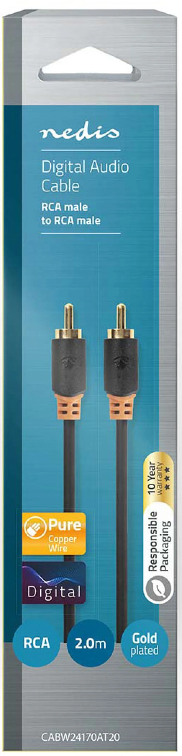 Nedis CABW24170AT20, Digitalni audio kabl, RCA muški, Pozlaceni, 2,00 m, Antracit IT KOMPONENTE I PERIFERIJA