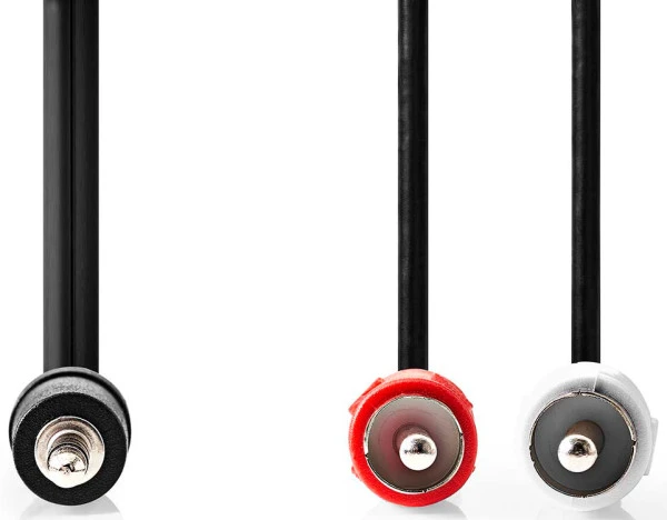 Nedis CAGB22200BK100, Stereo audio kabl, 3,5 mm muški, 2x RCA muški, Niklovani, 10,0 m, Crni IT KOMPONENTE I PERIFERIJA
