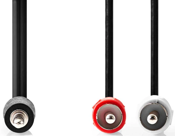 Nedis CAGB22200BK50, Stereo audio kabl, 3,5 mm muški, 2x RCA muški, Niklovani, 5,00 m, Crni IT KOMPONENTE I PERIFERIJA