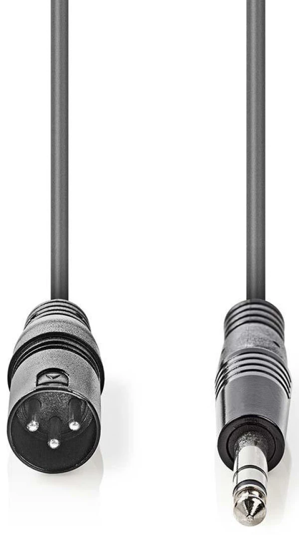 Nedis COTH15100GY50, Balansirani audio kabl, XLR 3-pinski muški, 6,35 mm muški, Niklovani, 5,00 m, PVC IT KOMPONENTE I PERIFERIJA