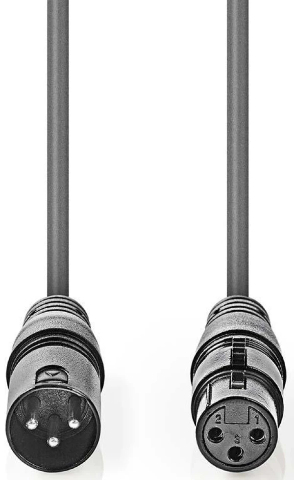 Nedis COTH15010GY30, Balansirani audio kabl, XLR 3-pinski muški, XLR 3-pinski ženski, Niklovani, 3,00 m IT KOMPONENTE I PERIFERIJA