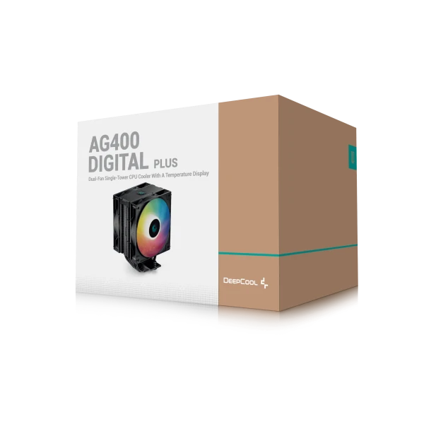 DeepCool AG400 DIGITAL PLUS 4xHeat Pipe, Real-Time CPU Screen, 220W 2x120mm 2100rpm 76CFM, Intel/AMD IT KOMPONENTE I PERIFERIJA