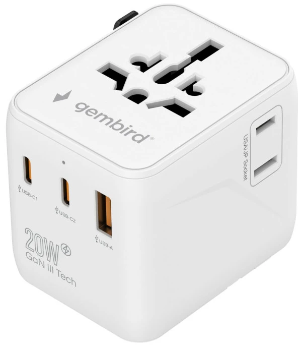 Gembird Travel adapter TPA-1A2C20-01-W Univerzalni 20W IT KOMPONENTE I PERIFERIJA