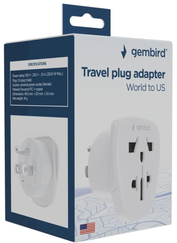 Gembird Travel adapter A-AC-USMINTF US suko 10A IT KOMPONENTE I PERIFERIJA