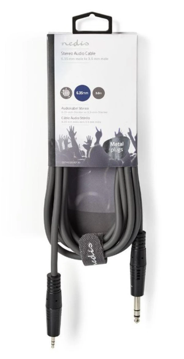 Nedis COTH23205GY30 Stereo Audio Cable 6.35mm muski na 3.5mm muski, 3m, Dark Grey IT KOMPONENTE I PERIFERIJA
