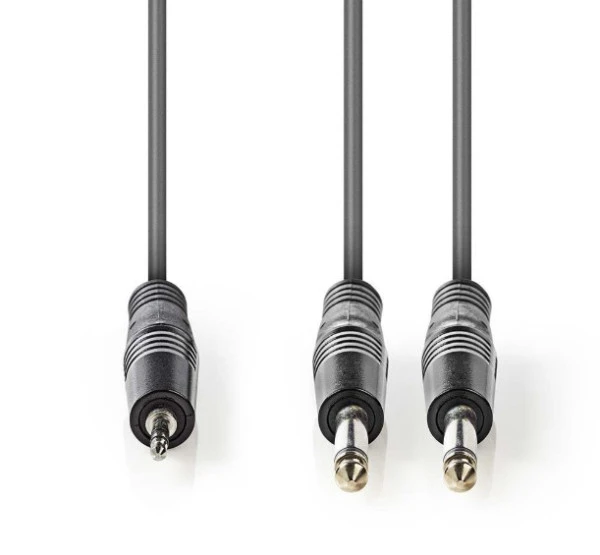Nedis COTH23200GY50 Stereo Audio Cable 2x6.35mm muski na 3.5mm muski, 5m, Dark Grey IT KOMPONENTE I PERIFERIJA