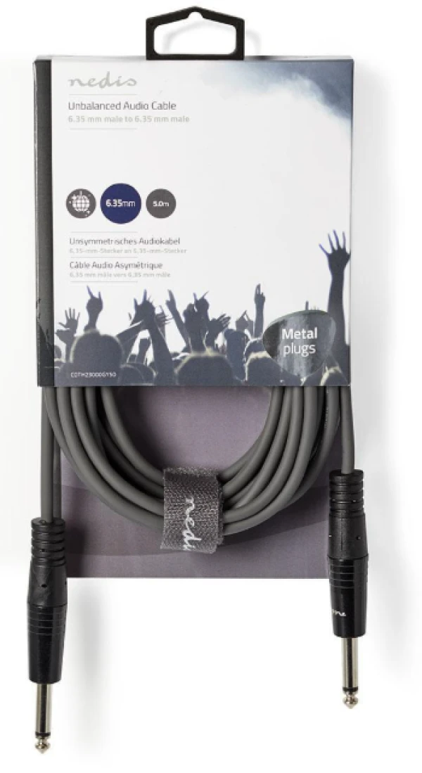 Nedis COTH23000GY50 Mono audio kabl, 6.35 mm Muski na 6.35 mm Muski, Nickel Plated, 5.00 m, Okrugli, PVC IT KOMPONENTE I PERIFERIJA