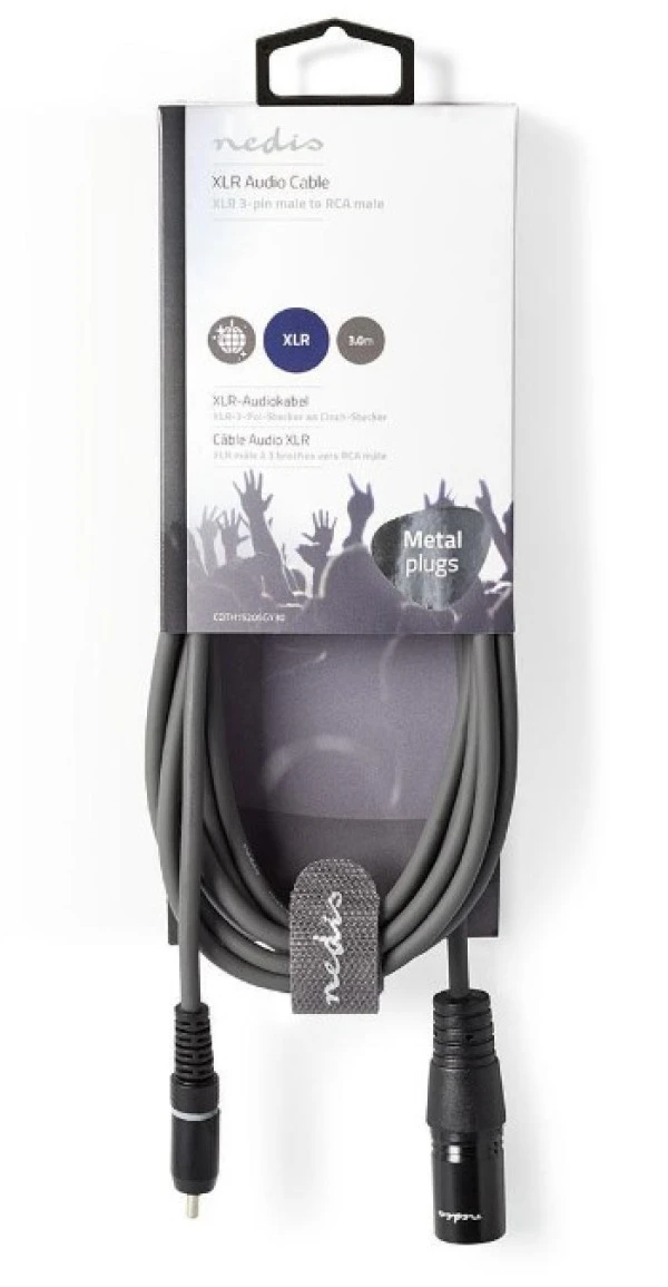 Nedis COTH15205GY30 Unbalanced Audio Cable XLR 3-Pin muski na RCA muski, 3m, PVC, Dark Grey IT KOMPONENTE I PERIFERIJA