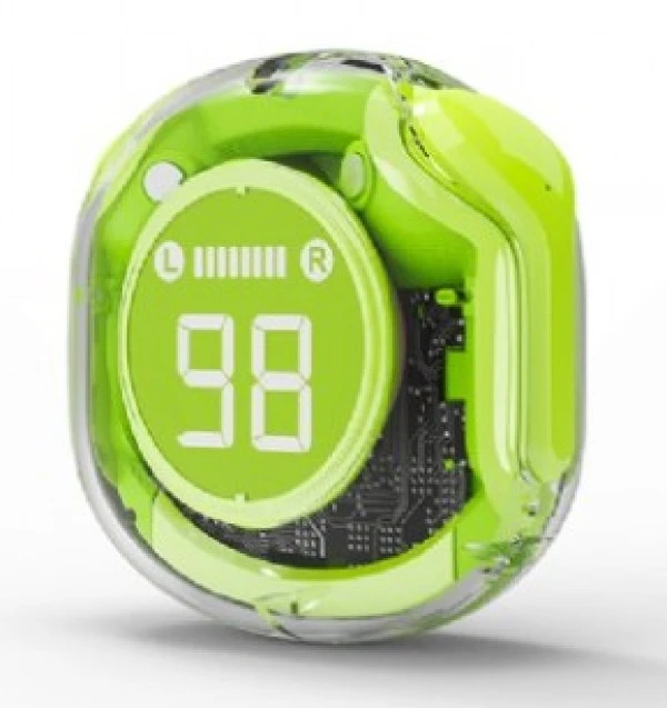 Gembird TWST-01-G bluetooth V5.4 slusalice, TWS, LCD, Transparent, green IT KOMPONENTE I PERIFERIJA