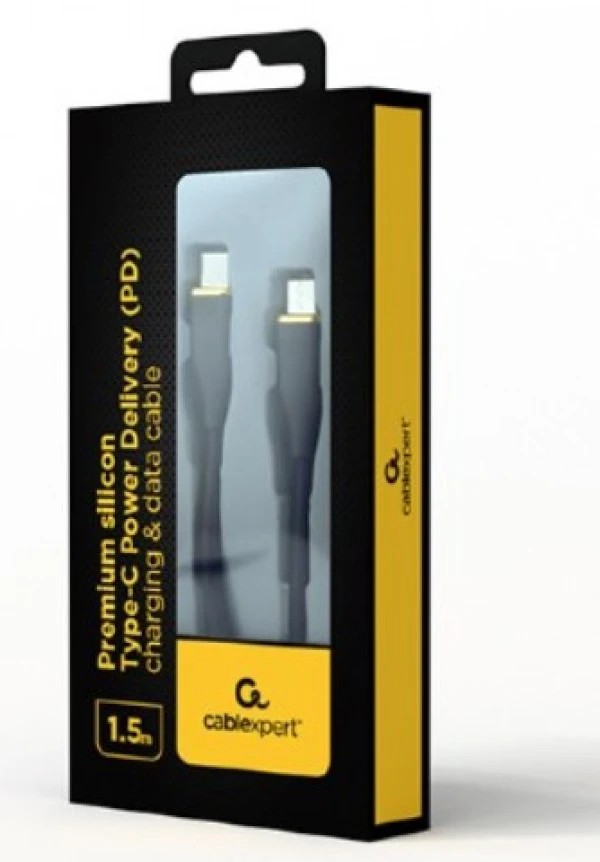 Gembird CC-USB2S-CMCM-1.5M-BK 60W Premium silicon Type-C PD charging & data cable, 1.5m Black MOBILNI TELEFONI I TABLETI