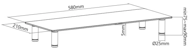 Gembird MS-TABLE-GM-01 postolje za monitor od kaljenog stakla 580x 210 x 90 mm TV, AUDIO,VIDEO
