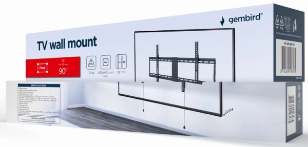 Gembird WM-90F-01 TV nosac fiksni VESA max 80x40cm, 37-86 max.70kg TV, AUDIO,VIDEO