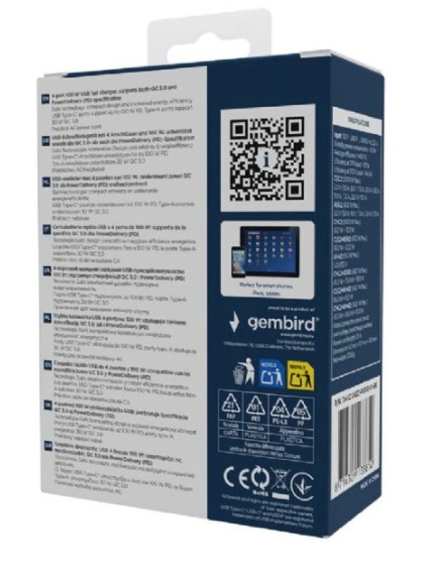 Gembird TA-UC-2A2C-PD100-01-BK MOBILNI TELEFONI I TABLETI