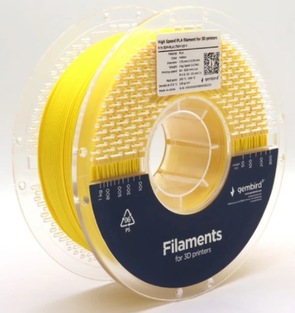 Gembird 3DP-PLA1.75HY-01-Y PLA filament velike brzine za 3D stampac 1.75mm, kotur 1KG YELLOW ŠTAMPAČI I SKENERI