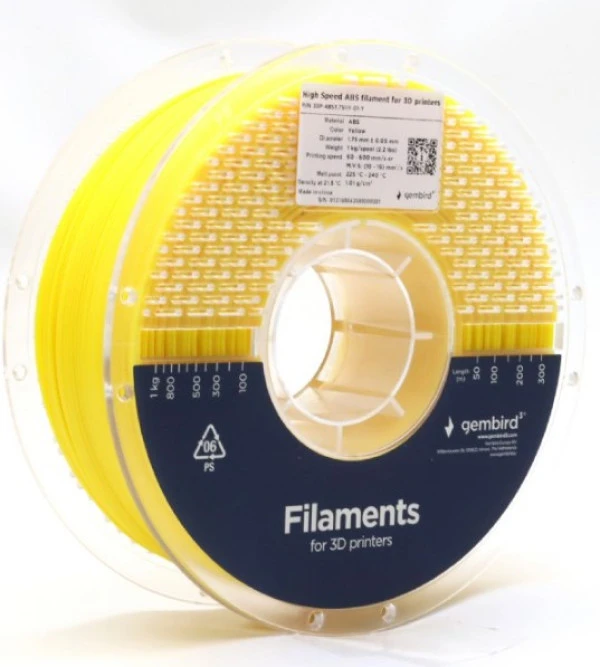Gembird 3DP-ABS1.75HY-01-Y ABS filament velike brzine za 3D stampac 1.75mm, kotur 1KG YELLOW ŠTAMPAČI I SKENERI