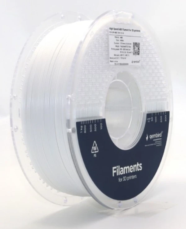 Gembird 3DP-ABS1.75HY-01-W ABS filament velike brzine za 3D stampac 1.75mm, kotur 1KG WHITE ŠTAMPAČI I SKENERI