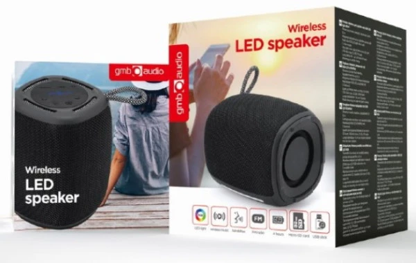 Gembird SPK-BT-LED-03-BK Portable RGB LED Bluetooth speaker 5W, BT, FM, TF, USB, Handsfree, black TV, AUDIO,VIDEO