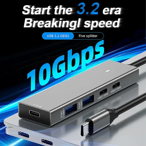 Kettz KT-HUBC300 Tip C HUB + 4*USB3.2 Gen2 10Gbs data transfer IT KOMPONENTE I PERIFERIJA