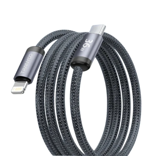 TRANYOO kabl T-P22 crni ojačan metalni Type C na Lightning 36W 1 m MOBILNI TELEFONI I TABLETI